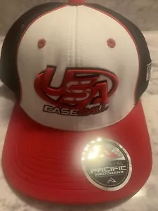 "USA Baseball & Flag Embroidery Baseball Cap - Blue/red/white Pacific Headwear - Picture 1 of 4