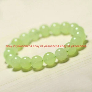 Natural 6/8/10/12mm Apple Green Jade Round Gemstone Beads Bracelet 7.5" AAA - Picture 1 of 16