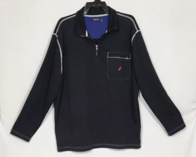 Camisa Pullover Tejida Manga Larga Nautica Para Hombre Talla XL Negra 100% Algodón 1/4 Foto 1 de 4