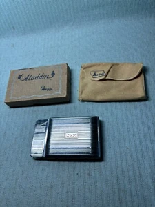 Portasigarette vintage Aladdin Metalfield cromato con porta panno e scatola CE - Foto 1 di 5