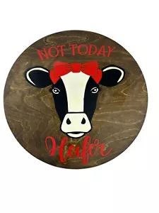 Expressions Wooden Wood Lazy Susan Turntable 16" Cow Not Today Heifer Country - Picture 1 of 4
