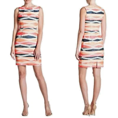 Vestido Vaina Trina Turk Kurdson Abstracto Rayas Texturizado Sin Mangas 4 Foto 1 de 4