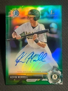 2018 Bowman Chrome 1st GREEN REFRACTOR PROSPECT ROOKIE AUTO Kevin Merrell 27/99 - Picture 1 of 3
