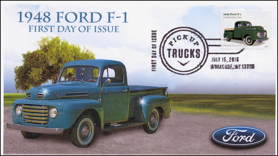 2016, Pickup Trucks, 1948 Ford F-1, FDC, B/W Pictorial, Syracuse NY, 16-145 - Image 1 of 1