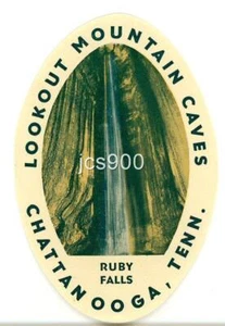 VINTAGE RUBY FALLS LOOKOUT MOUNTAIN CAVES TENNESSEE 1930s DECAL LABEL SOUVENIR - Imagen 1 de 1