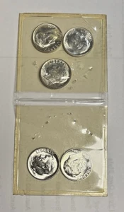 1960 1961 1962 1963 1964 BU Roosevelt Silver Dimes - 5-Coin Run 90% silver - Picture 1 of 8