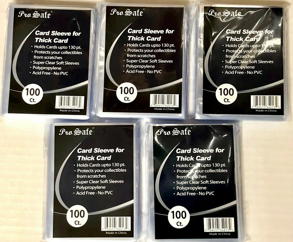 500 Pro Safe soft Penny Sleeves For Thick Cards 130pt 5 Packs of 100 NEW 34013 - Image 1 of 1