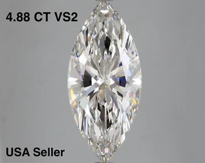 Lab Grown 4.88 Cts MARQUISE Cut IGI Certified CVD Diamond G Color VS2 Clarity - Picture 1 of 3