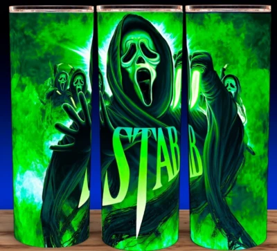 Scream Ghostface Stab Halloween Green Horror Cup Mug Tumbler 20oz - Image 1 of 3