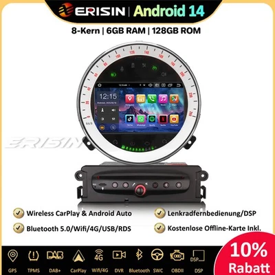 8-Kern 128GB Android 14 Autoradio GPS Navi für BMW Mini Cooper DAB+ CarPlay Wifi - Bild 1 von 4