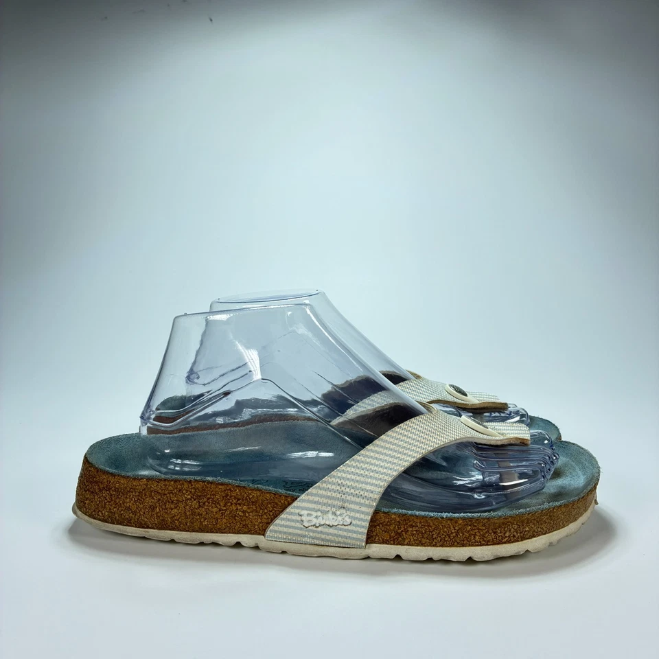 Birki's by Birkenstock 蓝色白色条纹人字拖凉鞋女式 8 码 — 第 1/4 张图片
