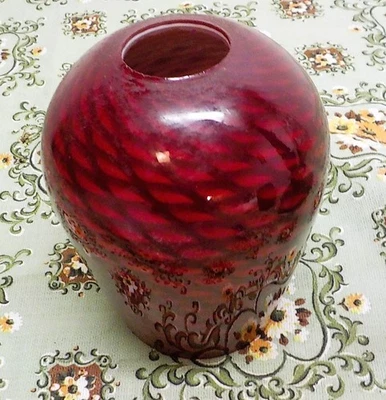 Art Glass Light Shade Red Swirls Lamp Pendant Chandelier 1 5/8" Fitter - Image 1 of 3