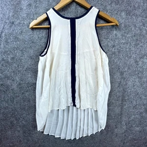 Greylin Tank Top Womens Small White Pleated Sleeveless Sheer Office Career - Picture 1 of 5