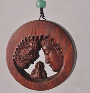 Natürlicher Palisander geschnitzt Gott Teufel Anhänger Auto Behang Feng Shui Dekor - Bild 1 von 4