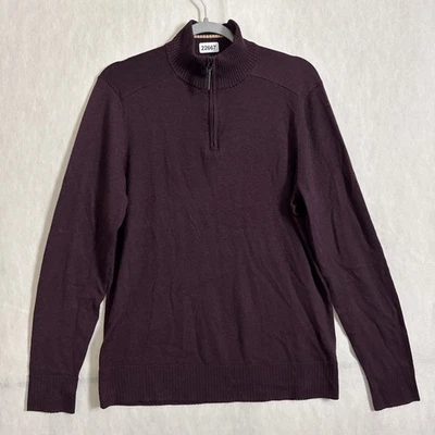 Smartwool Men's Size Medium Wine Red Merino Wool 1/4 Zip Long Sleeve Sweater - Image 1 of 4