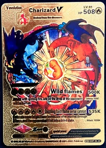 Charizard V Gold Foil Textured Display Card - Picture 1 of 2