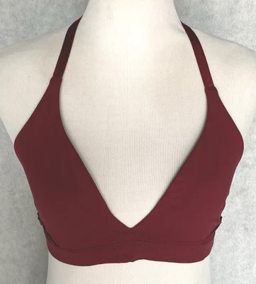 LULULEMON Size 8 Red Wine Free Spirit RARE Laser Cut V-Neck Sports Bra - Image 1 of 4