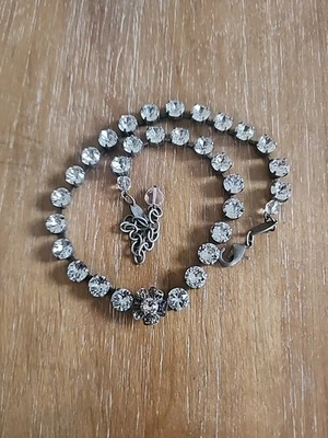 Sabika Rare Modern Diva Pink Flower Choker Crystal Clear Necklace  - Image 1 of 4