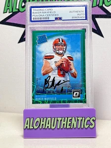 BAKER MAYFIELD SIGNED 2018 OPTIC PRIZM RATED ROOKIE CARD PSA BUCCANEERS OKLAHOMA - Picture 1 of 2