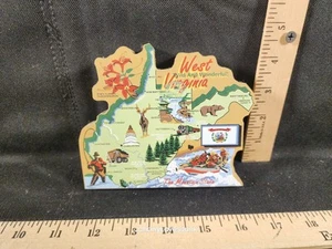 2001 The Cats Meow Salt Box Decorazione Primitiva Mappa di Stato West Virginia - Foto 1 di 2