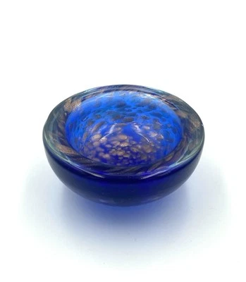 Petit Cendrier Vide-poche Murano verre Inclusions Paillettes Dorées Bon état - Photo 1/4