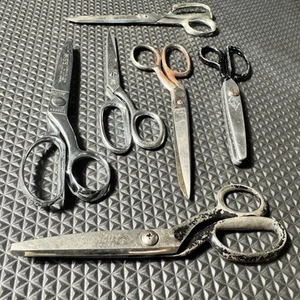 6 Vintage Scissors Pinking Shears WISS, PINK-RITE, FARR, KLEENCUT, COAST CUTLERY - Picture 1 of 23