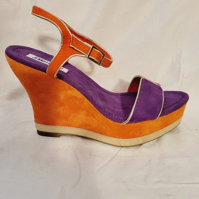 Vintage Women's Shoes Platform Heels Orange Purple by Jennifer Lopez Size 9.5 - Image 1 of 4