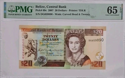 2007 BELIZE 20 Dollars PMG65 EPQ GEM UNC 【P-69c】 - Image 1 of 4