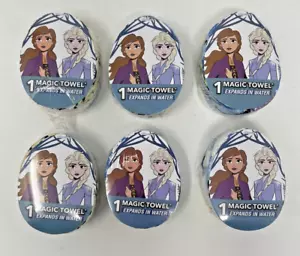 New LOT of 6 MAGIC TOWELS Disney FROZEN 2 Expands in water Washcloth 11.5"x11.5" - Picture 1 of 4