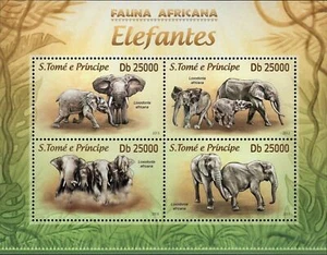 Elephants Stamp Loxodonta Africana Souvenir Sheet MNH #5128-5131 - Picture 1 of 12