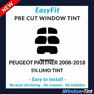 EasyFit Static Pre Cut Window Tint For Peugeot Partner 2008-2018 - 5% Limo Rear - Image 1 of 3