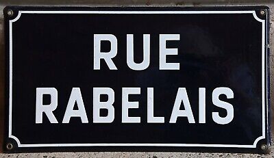 Old Vintage French Enamel Street Sign Road Plaque Plate Name Rabelais Mad Monk • 103.04$
