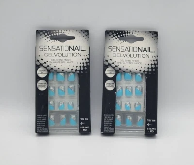 PACK DE 2 UÑAS SENSACIONAL GEL VOLUTION AZUL CLARO Y PUNTA BRILLANTE 28 UÑAS Foto 1 de 4