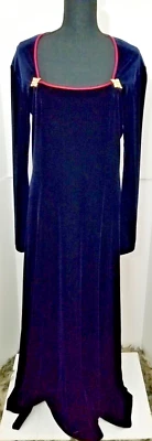Vestido Jessica McClintock, vestido, largo completo, terciopelo azul marino, elástico. Talla 14 USA Foto 1 de 4