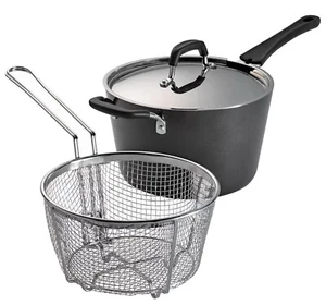 Tramontina Pentola Friggitrice 5.5 Quart con Coperchio Cestello Manico Morbido Grip - Foto 1 di 9