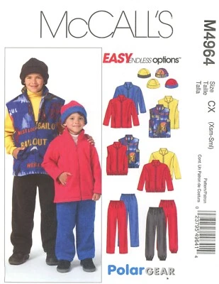 McCall's M4964 Front Zip Jacket & Vest w Standing Collar, Pants & Hat Sz XS-S - Image 1 of 4