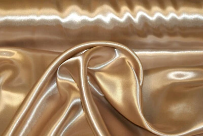 STOFF-KOLLEKTION Satin Stoff Dekostoff Polyester Karneval glänzend Meterware (Cappuccino)