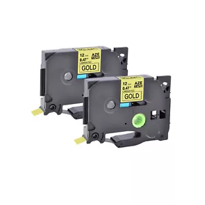 2PIEZAS 12mm Compatible con Brother TZ831 TZe831 Cinta Etiqueta Negra sobre Dorada P-Touch - Imagen 1 de 12