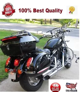 Black Motorcycle Trunk Tail Box Luggage Case top rack For Honda Harley Kawasaki - Picture 1 of 11