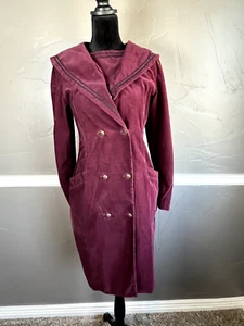 Laura Ashley Women's Size 8 Burgundy Corduroy Sailor Collar Dress - Picture 1 of 8