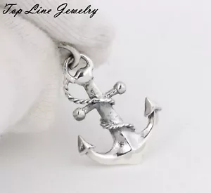 Women Men Solid 925 Sterling Silver 16mm Nautical Navy Anchor Pendant - Picture 1 of 4
