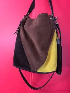 Borsa Anthropologie My Choice in pelle italiana marrone marrone marrone scamosciato borsetta Italia nuova - Foto 1 di 12