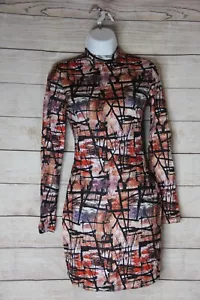 SHEIN SXY Mock Neck Graphic Print Bodycon Dress – Multicolor – Trendy & Bold - Picture 1 of 1