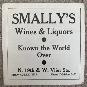 Vintage Large Format Business Card Smally's Wines Liquors Milwaukee Wisconsin - Picture 1 of 15