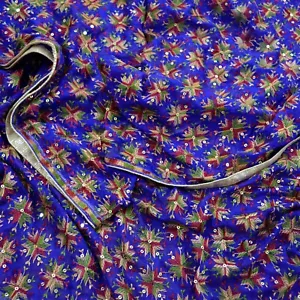 Vintage Royal Blue Dupatta Long Stole Chiffon Hand Embroidered Bagh Phulkari - Picture 1 of 17