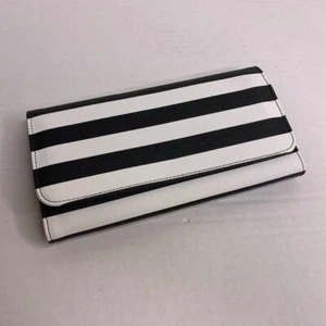 Kut from the Kloth Slim Black and White Striped Tri-Fold Wallet FabFitFun New - Picture 1 of 5