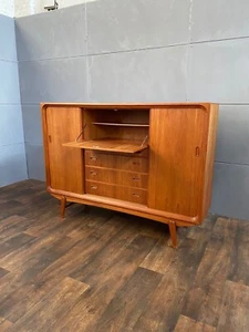 Vintage 60er Massiv Teak Kommode Highboard 60s Mid-Century Cabinet Sideboard #56 - Bild 1 von 12