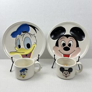 Vintage Mickey Mouse Donald Duck Ceramic Plate Cup Set Walt Disney Prod