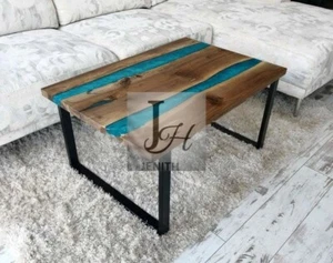 Epoxy Resin Coffee Tables | Live Edge Wood River Style Decor - Picture 1 of 1
