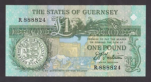 GUERNSEY 1 Pound ND1995 UNC P52b Seriennummer fast SOLID - Bild 1 von 2